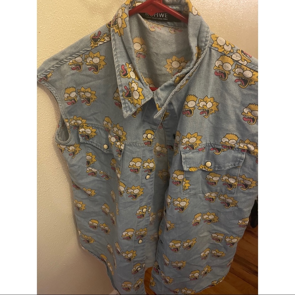 Bart & Lisa Simpson Denim Button Up